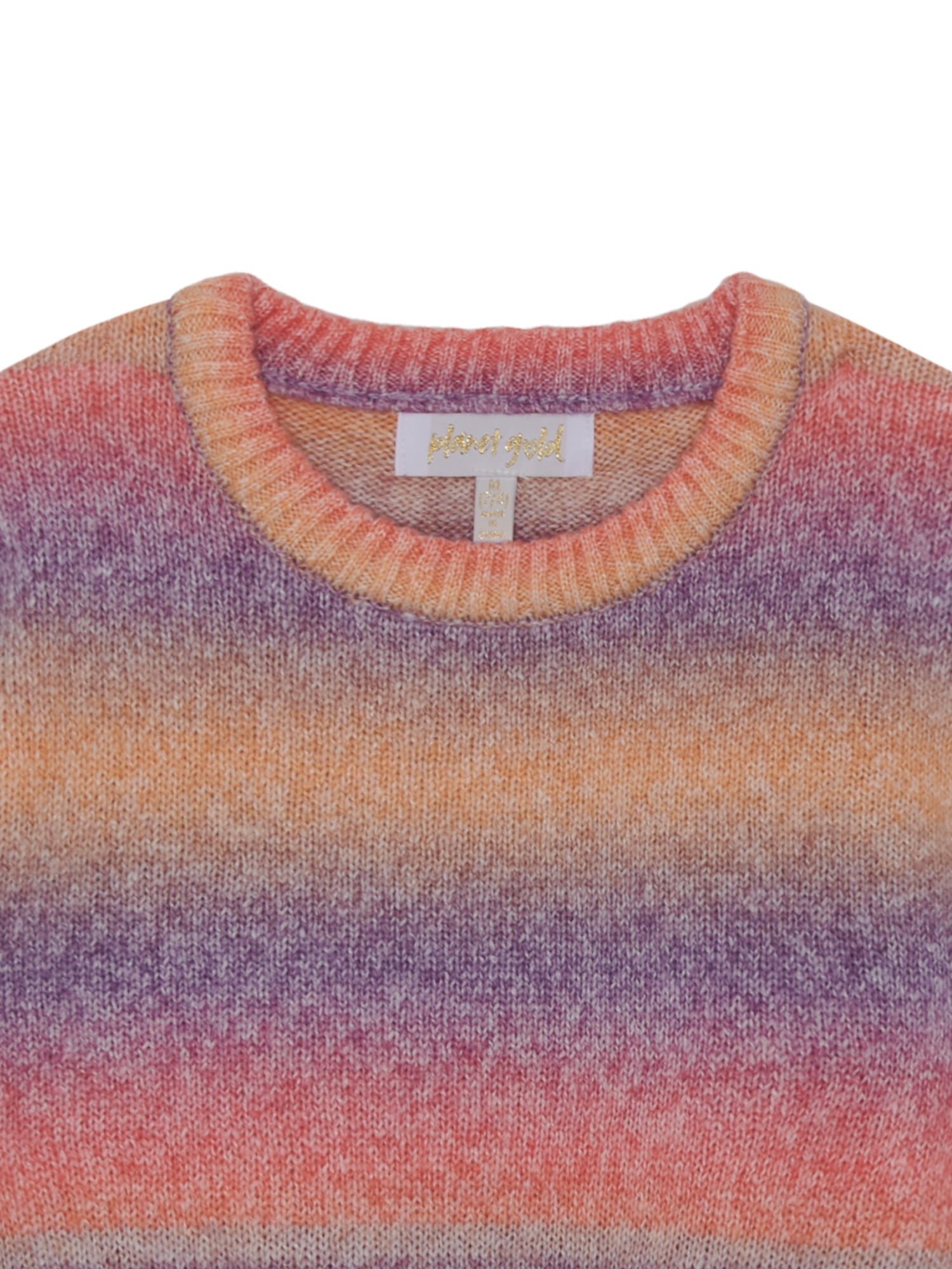 Planet Gold Girls Bow Print Ombre Sweater, Sizes 4-18
