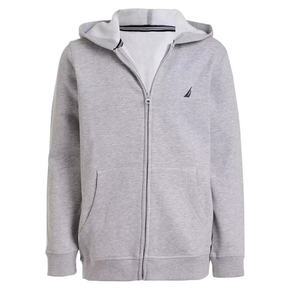Nautica Little Boys Full Zip Fleece Hoodie Gray Size M(5) MSRP $45