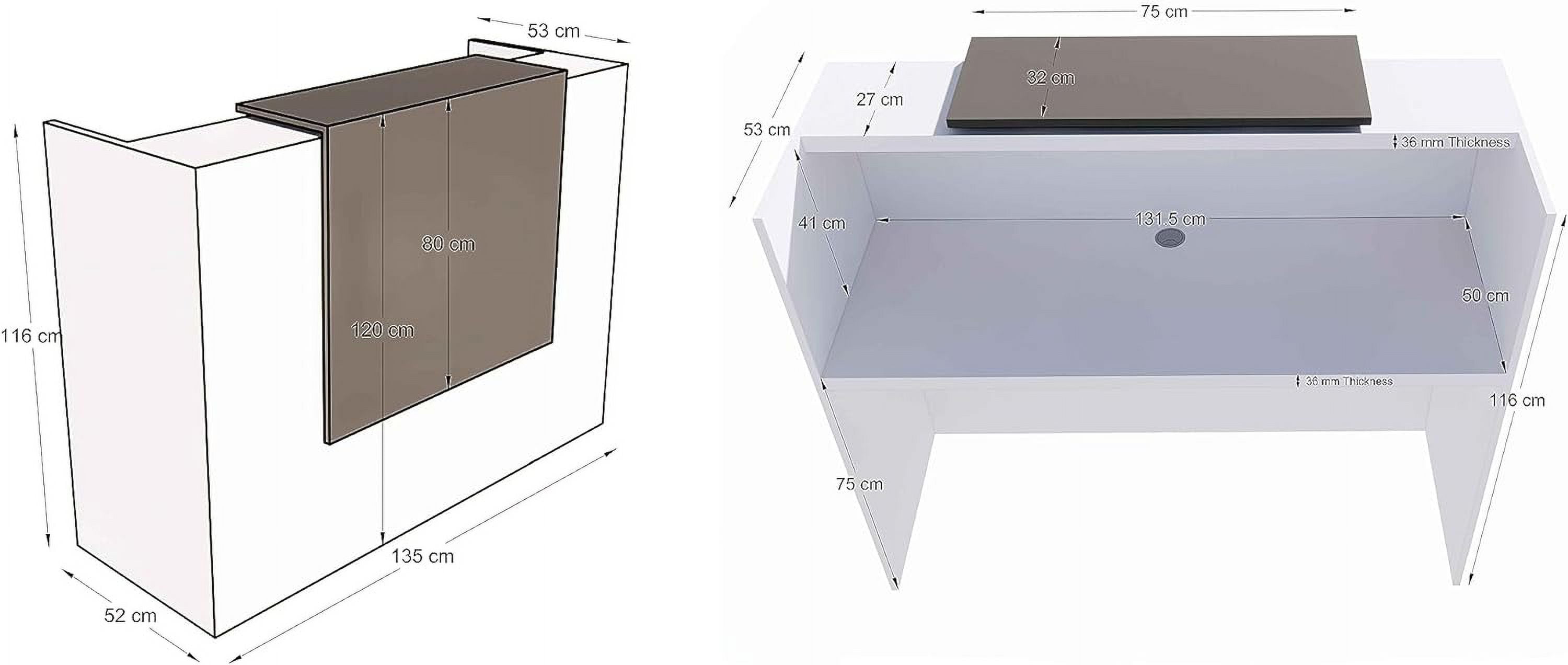 UGOS ICN 53 Inch Modern Reception Desk with Transaction Counter, Laminate Desktop, Front Welcoming Desk, Multifunctional Standing Table for Home, Office, Beauty Salon, and Lobby (White & Anthracite Gr