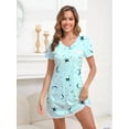 thumbnail image 3 of PinkBeautiM Womens Nightgown Lace Trim Short Sleeve Nightshirt Sexy Sleepshirt Printed Sleep Dress with Pocket, 3 of 7