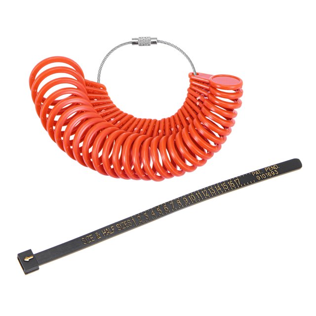Anillo Tamaño Medición Herramienta Juego con Negro Dedo Tamaño Calibre y ABS Reutilizable Anillos Tamaño US 0-13 Rojo