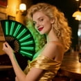 LED Light-Up Folding Fan - Open Width Illuminated Hand Fan with Vibrant ...