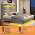 thumbnail image 4 of Merluxy Floating Bed Frame with LED Lights, Upholstered Platform Bed with Charing Station & Storage Wingback Headboard, Easy Assembly,King,Khaki, 4 of 8