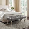 thumbnail image 2 of Roundhill Furniture Decor Maxem Fabric Upholstered Bench with Nailhead Champagne, 2 of 15
