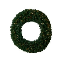 Nearly Natural 48" Large Artificial Christmas Wreath with 200 Warm White LED Lights - Green - 48