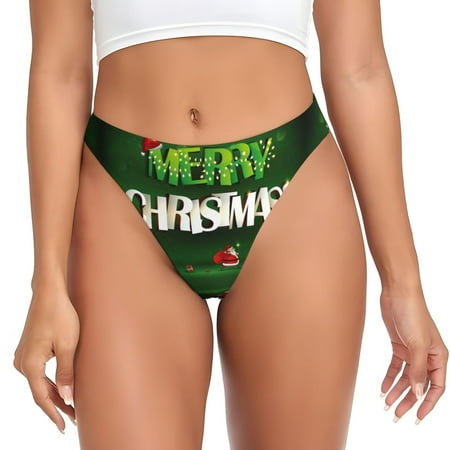Thongs for Women - Merry Christmas Santa Claus Gifts No Show Seamless Womens Thongs Underwear  Breathable G String Thongs for Women  Ladies Stretch Low Rise Thong Bikini Panties Briefs