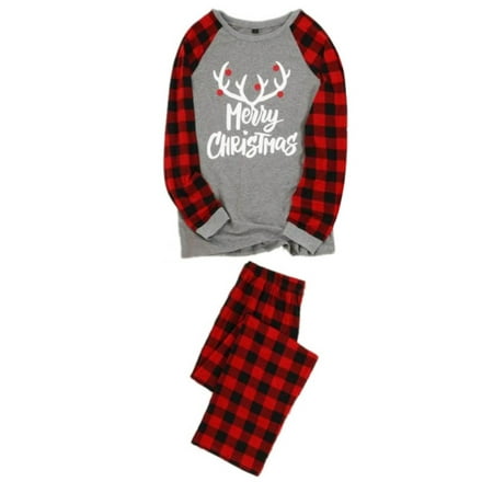 Christmas Family Matching Outfit Elk Printed O-neck Sleepwear Suit For Toddler, Kids, Mom,