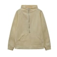 thumbnail image 2 of Women's Sporty Zip Up Hoodie Casual Winter Pullover Comfortable Semi Zip Design Long Sleeve Top Beige L, 2 of 9