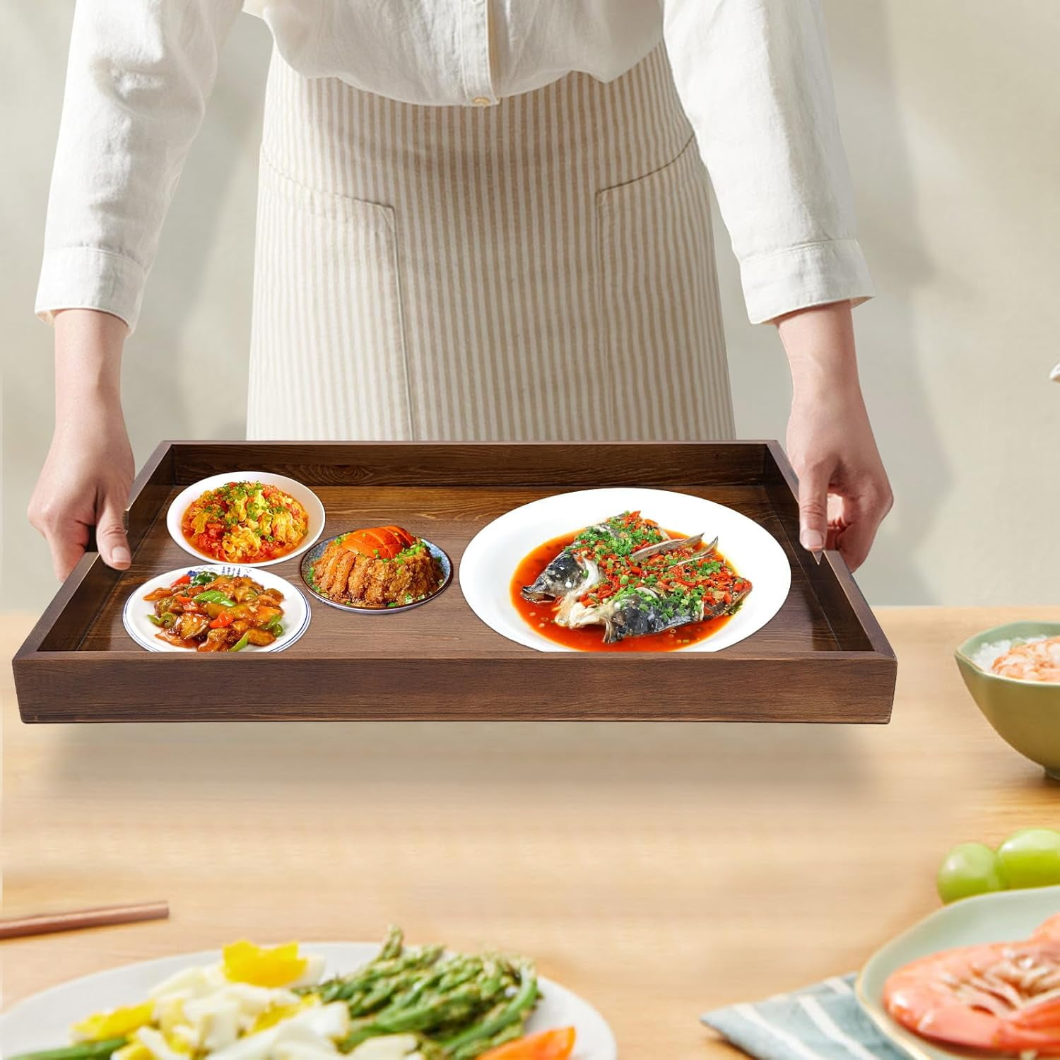 Stove Top Cover, Noodle Board Stove Covers with Built-in Handles, Durable Extra Thick Pine Wood Handmade Cookware for Gas Burners and Electric Stove