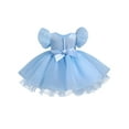 thumbnail image 2 of TiaoBug Toddler Girls Sequins Princess Dress Puff Sleeve Tutu Kids Formal Wedding Party Pageant Gown Blue 12-18 Months, 2 of 6