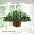 thumbnail image 6 of OasisCraft 25.6x15.7 inch Pre-lit Artificial Christmas Hanging Basket with 50 Battery-Operated LED Lights Decor with Pinecones Red Berries, 6 of 9