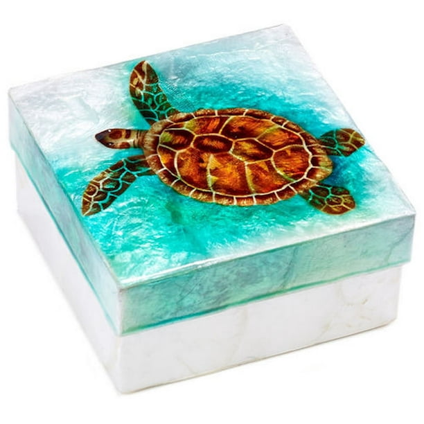 Kubla Craft - Large Capiz Shell Trinket Box - Sea Turtle - Walmart.com ...