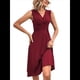 thumbnail image 2 of Vestido de Verano para Mujer, Cruzado, con Escote en V, Sin Mangas, Acampanado, Color Rojo Vino, Talla XL, 2 of 8