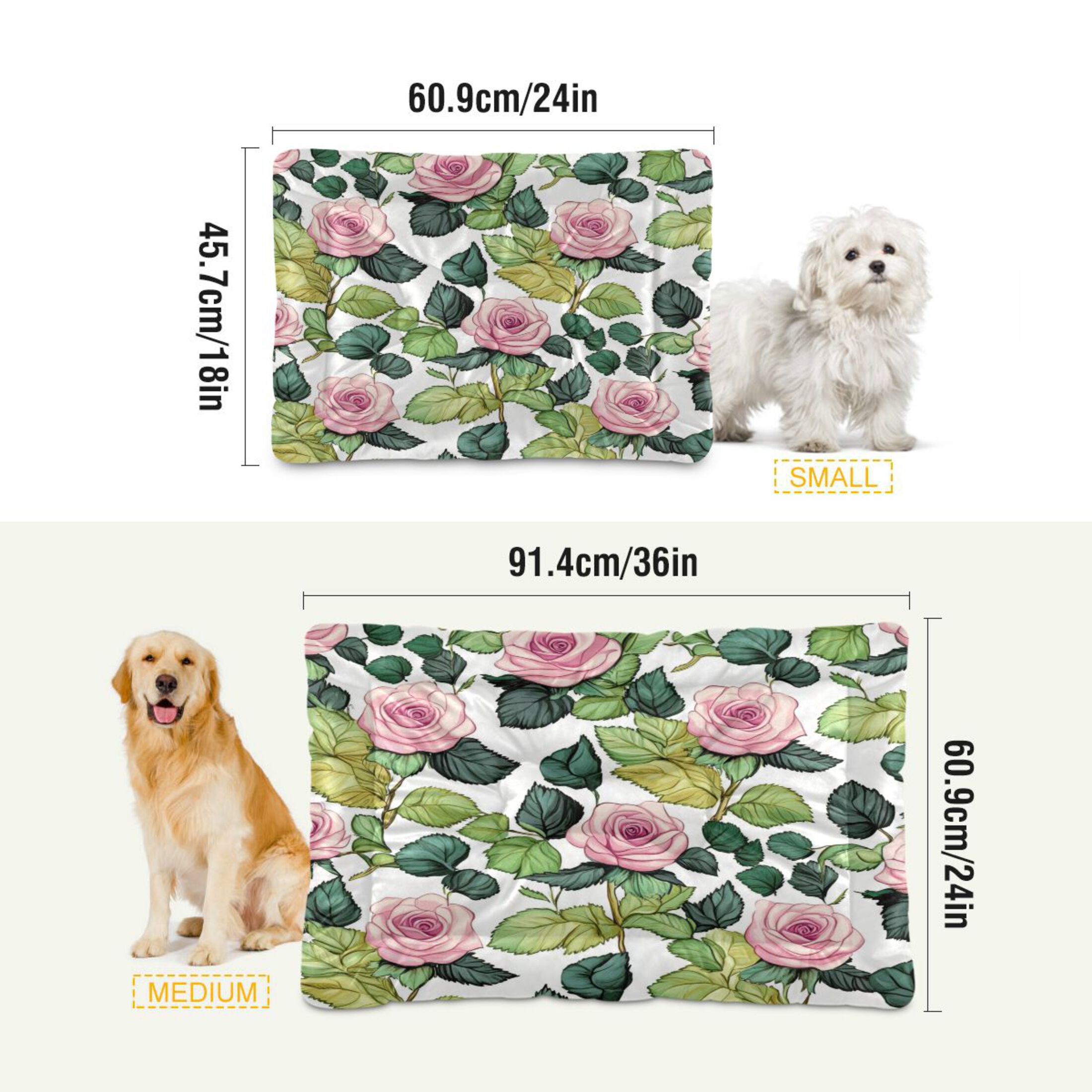 Qxltty Pink Rose Ped Pad Wear-resistant and Hard to Bite Through Sleeping Pad for Small Medium Large Dogs Winter Pet Bed 36×24in