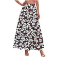 thumbnail image 2 of Qulqfy Womens Summer Maxi A-Line Peasant Long Skirts High Waisted Flowy Plus Size 100%Cotton with Pockets Mint Green Drawstring Skirts for Women L, 2 of 5