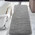 thumbnail image 2 of Lochas Microfiber Bathroom Rugs Non Slip Bath Mat Shaggy Soft Absorbent Non Slip Washable Bath Rug for Bathroom,Gray,24"x70", 2 of 7