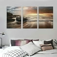 thumbnail image 3 of Nawypu Beach Picture Canvas Wall Art: Rocky Wave Artwork Sunset Painting Seascape Print for Office 12''x16''X3 Panels, 3 of 4