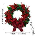 thumbnail image 5 of Dserfhy 15 Inch Christmas Wreath for Front Door Artificial Greenery Wreath with Red Berries And Buffalo Plaid Bow for Holiday Indoor Outdoor Wall Farmhouse Home Decor, 5 of 8
