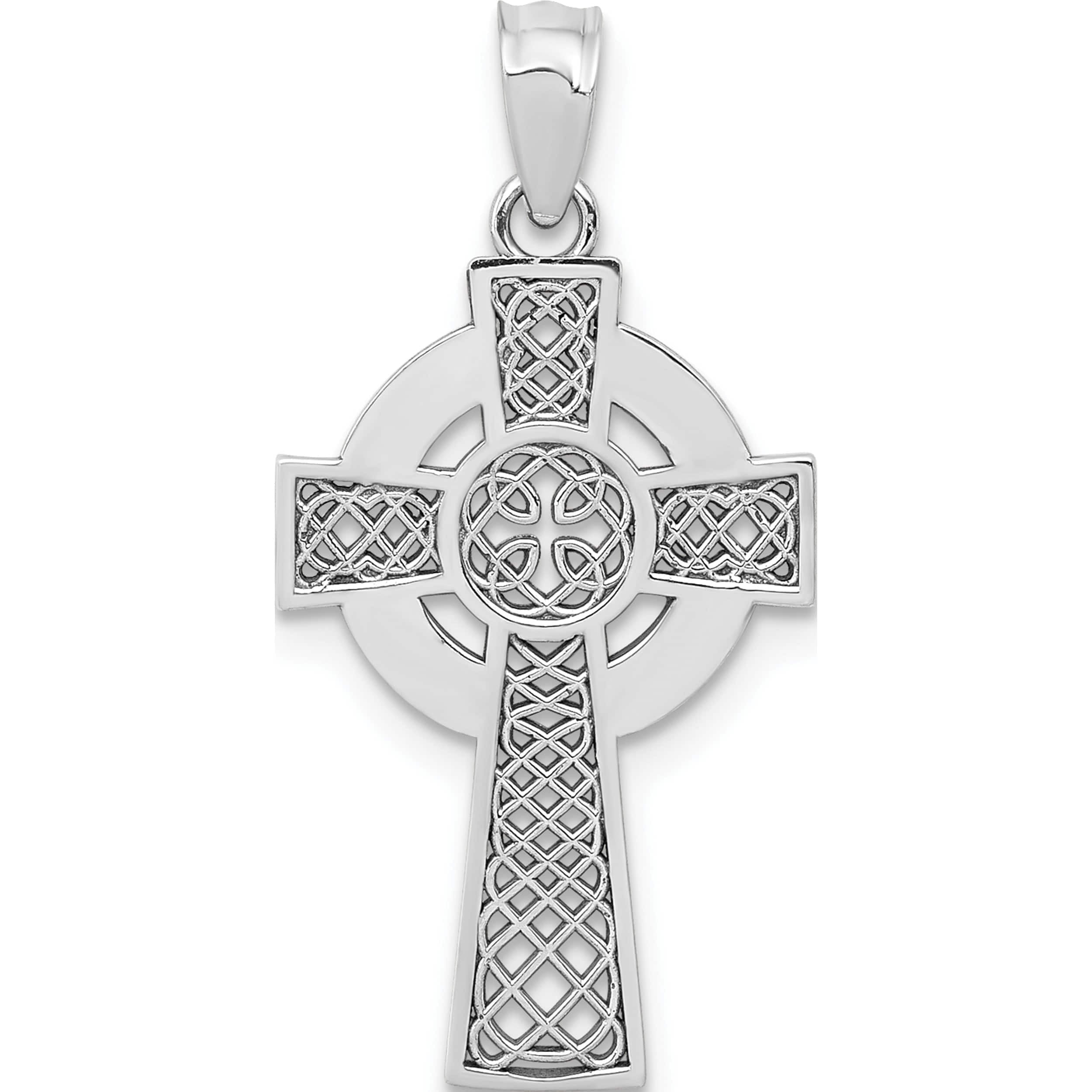 White Gold Diamond Irish Cross Necklace - Solvar Irish Jewellery