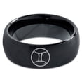 thumbnail image 2 of Tungsten Horoscope Gemini Band Ring 8mm Men Women Comfort Fit Black Dome Brushed Polished Size 8.5, 2 of 4