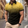 thumbnail image 2 of Huresd Mens Polo Shirts Quarter Zipper Breathable Shirts for Men Fashion Collared Short Sleeve Shirt Yellow XL, 2 of 9