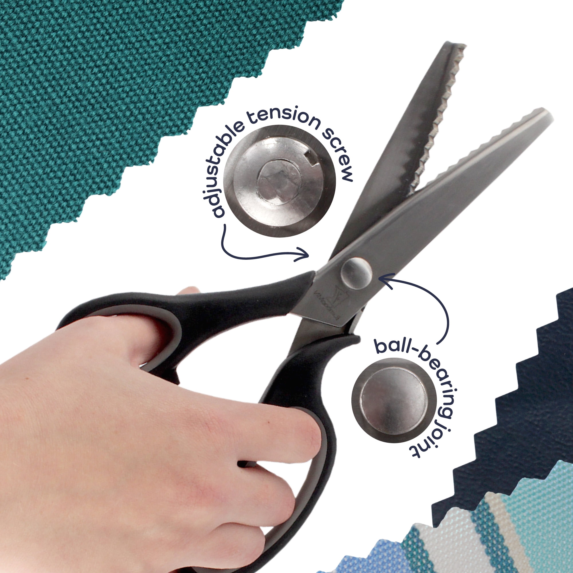 JubileeYarn Professional Grade Pinking Shears - 9" Serrated Stainless Steel - Black & Grey - 10 Units