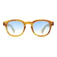 thumbnail image 4 of Bamboo Wood Arm Keyhole Round Horn Rim Hipster Vintage Vibe Sunglasses Yellow - Blue, 4 of 8