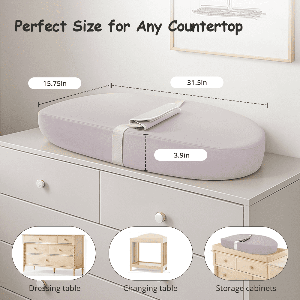Baby Changing Pad, Caveen Baby Changing Station for Diaper Change and Dresser, with Waterproof Wipe-Clean PU Cover and Non-Slip Bottom, Portable