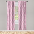thumbnail image 3 of Ambesonne Palm Leaf Curtains, Pink Tropic Leaves Exotic, Pair of 28"x63", Pink and White, 3 of 5