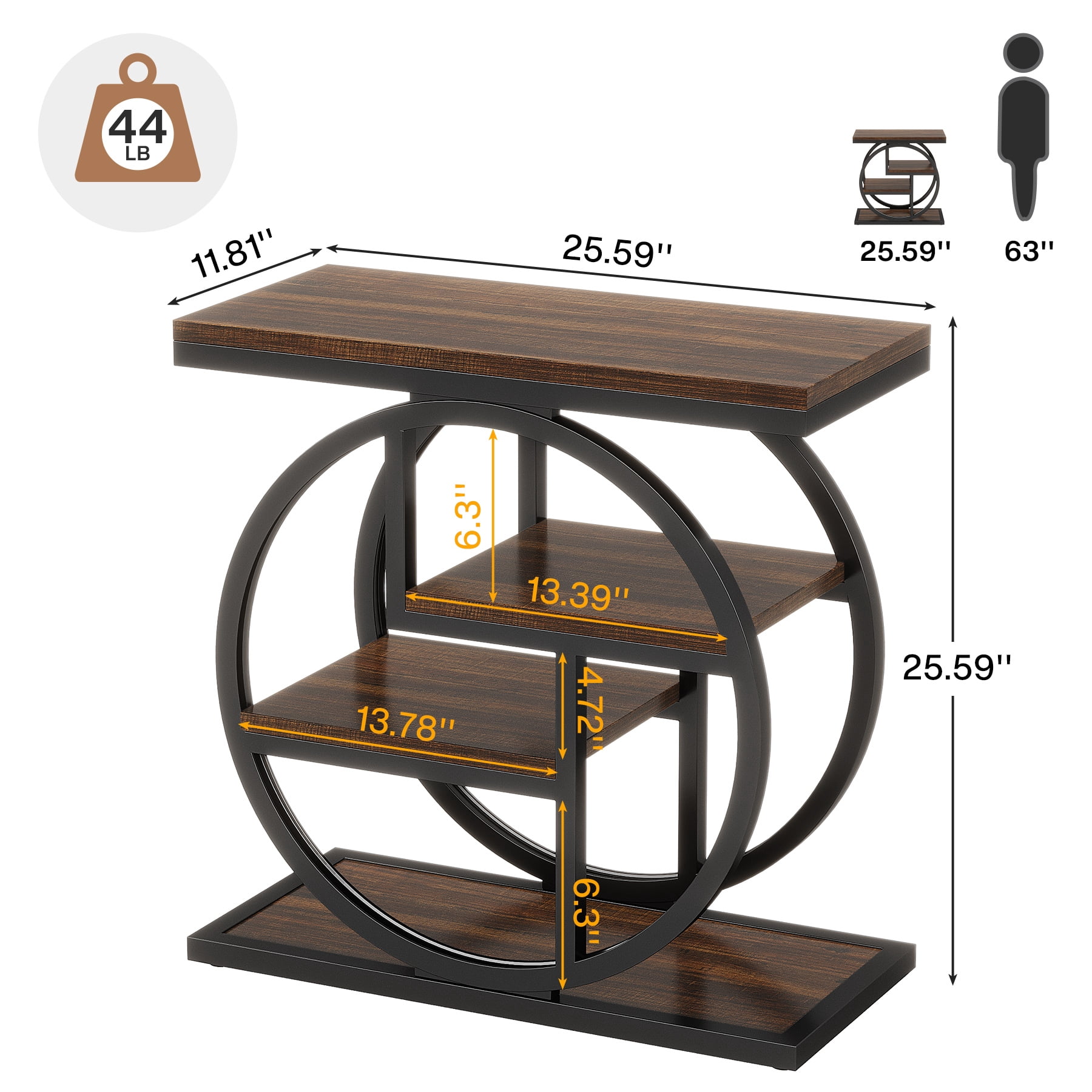 MAYEERTY 4-Tier Storage Side Table Easy Assembly Reinforced MDF Heavy-Duty Metal Frame