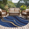 thumbnail image 4 of Large Round Rug 8Ft Washable Non-Slip, Navy Blue Moire Circle Area Rugs for Living Room Bedroom, Modern Abstract Art Indoor Floor Mats Carpet Runner for Home Decor, 4 of 8