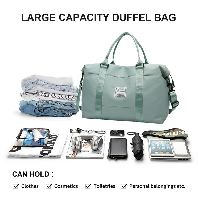 Kabuer Travel Duffel Bag Sports Tote Gym Bag Shoulder Weekender Overnight  Bag for Women Gym Accessories for Women,Green