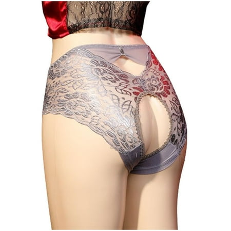 Sdeycui Womens Sexy Underwear Floral Lace Briefs Panties Open File Underpant Mid Waist Cheeky Panty