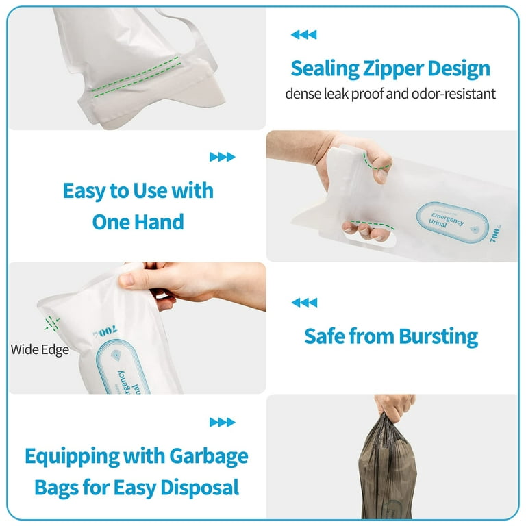 Adhafera Disposable Urine Bags, 700ML Urine Bags for Travel