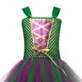 thumbnail image 5 of IBTOM CASTLE Kids Girls Witch Costumes Halloween Cosplay Costume Fancy Dress Cloak Witch Broom 3PCS Dress up Outfit 2-3 Years Green2, 5 of 8