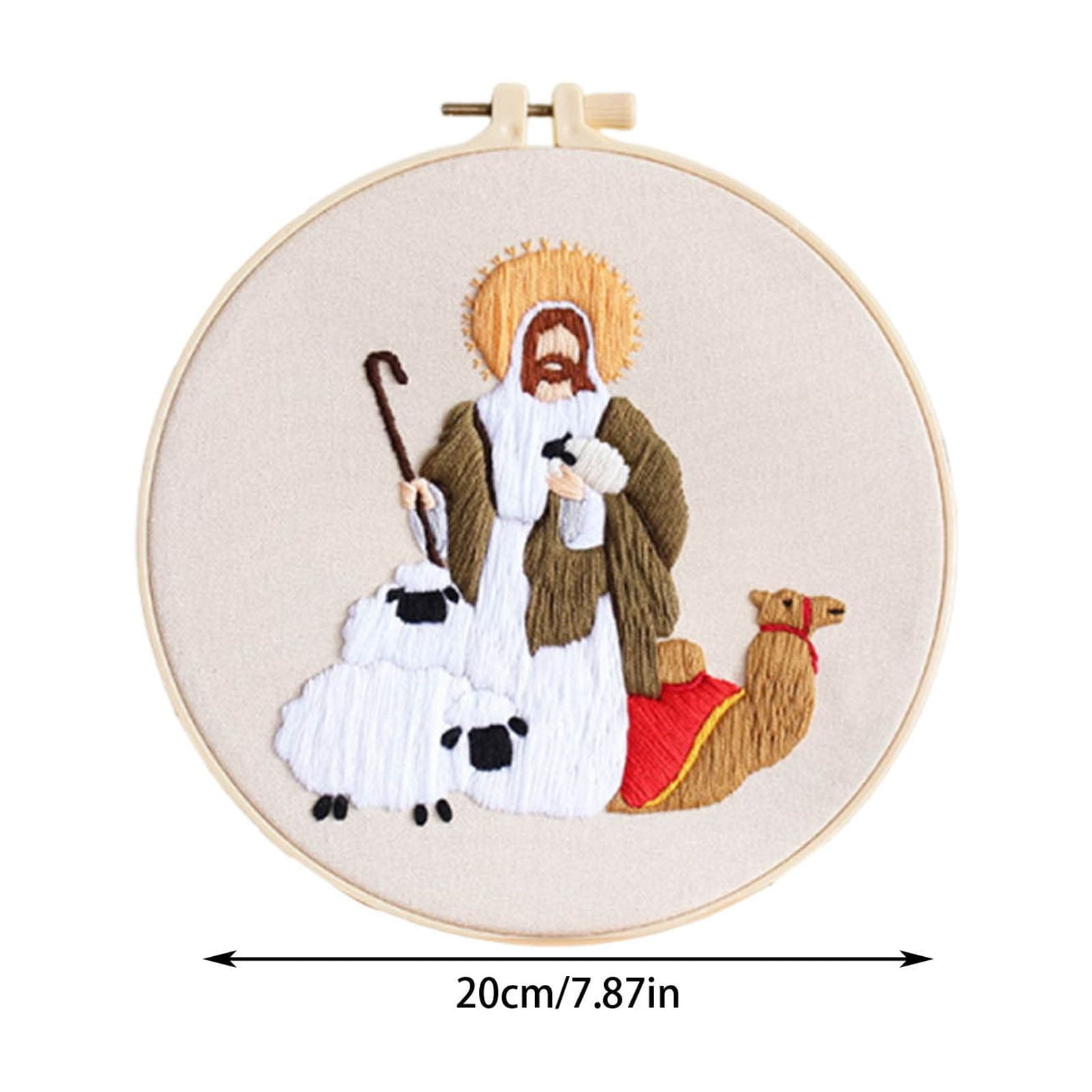 Embroidery Kits for Adults, Nativity Cross Stitch Kits, with Embroidery Hoop, Religious Embroidery Kit, Handmade Fabric Needlepoint Kits, for Christmas Holiday Xmas Easter Decor