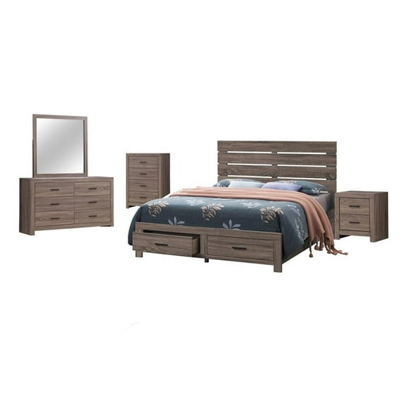 Brantford 5-piece Queen Storage Bedroom Set Barrel Oak