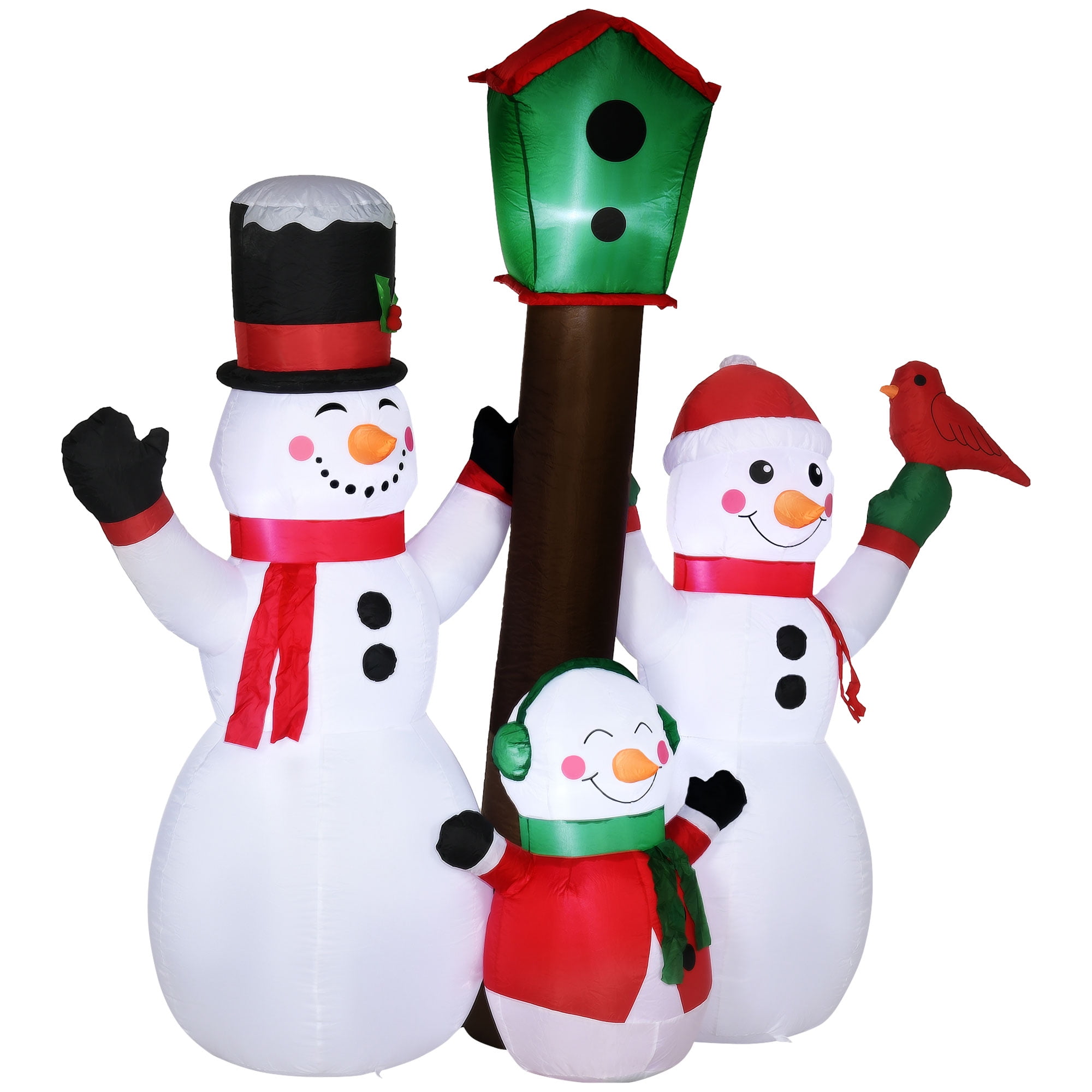 7ft Inflatable Christmas Snowman Family with Bird and Birdhouse
