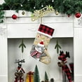 thumbnail image 4 of Christmas Stockings，18" Christmas Stocking Deer Santa Snowman Burlap Plaid Xmas Stocking Holiday Christmas Decoration for Family Kids, 4 of 4