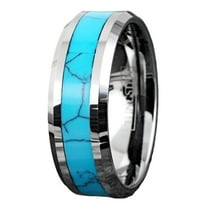 Men's Wedding Band Rings - Turquoise Center - Wedding Rings for Men and Women