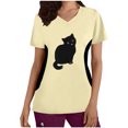 thumbnail image 2 of Snoarin Summer Plus Size Workout Tops for Women Fashion Woman Print V--Neck Short Sleeve Patchwork T-Shirt Printing Loose Blouse Tops Work Uniforms for Women on Clearance, 2 of 4