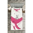 thumbnail image 3 of Ambesonne Cartoon Quilted Bedspread Set 2 Pcs, 3 Cats Big Fish Magic, Twin Size, Pink, 3 of 3
