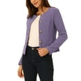 thumbnail image 4 of INSPIRE CHIC Women's Vintage Jacket Button Lightweight Short Jacket with Pockets M Purple, 4 of 6