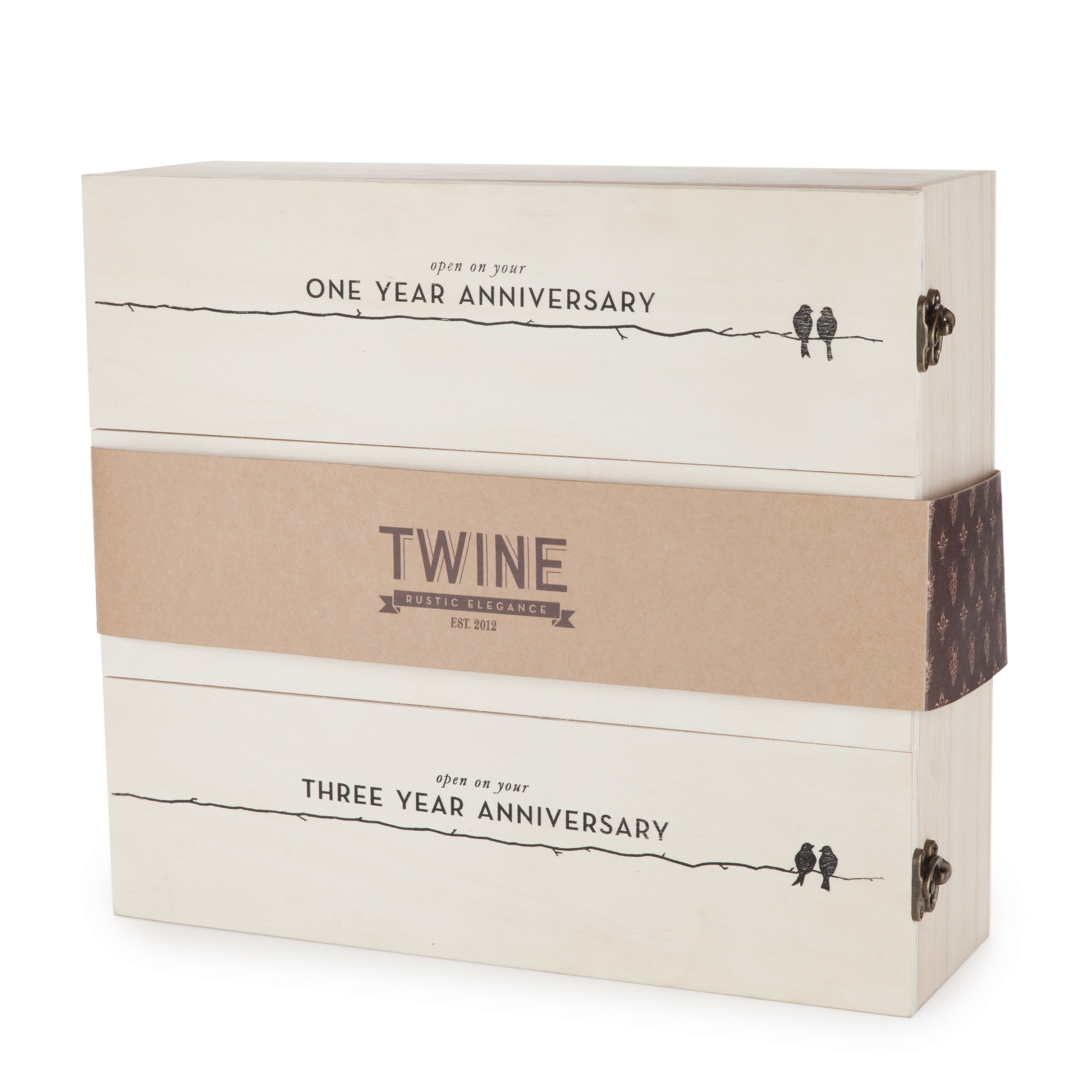 Twine 3029 Wine Box 3 bottle White 