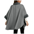 thumbnail image 3 of Ediodpoh Ladies Fashion Loose Plush Collar with Solid Color Windproof Cape Coat Elegant Outerwear Grey, 3 of 7