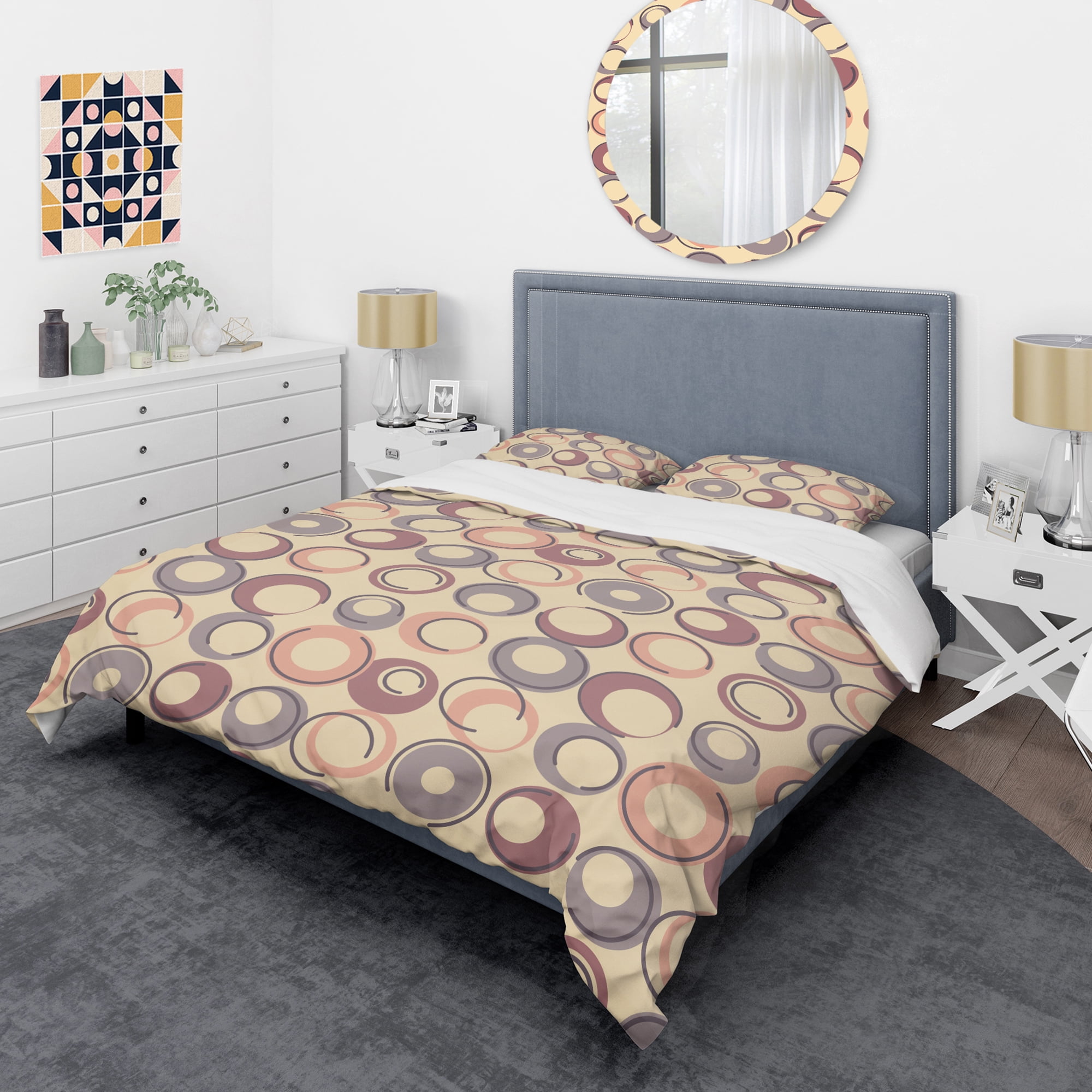 Designart 'Retro Geometric Pattern' Mid-Century Modern Duvet Cover Set