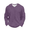 thumbnail image 5 of Ceisia Men's Long Sleeve Casual V-Neck Tee Solid Color Relaxed Fit Stretch Waffle Knit Soft Breathable Lightweight Lounge Essential Fitness Top Gifts for Father Purple 1X, 5 of 9