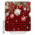 thumbnail image 2 of Red Christmas Balls Shower Curtain, Xmas Poinsettia Botanical Plaid Waterproof Washable Boho Funny Cute Shower Curtains Set for Bathroom Farmhouse Bathtubs Decor with Hook, 36"Wx72"L, 2 of 7