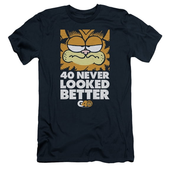 Garfield 40 Looks S/S Adult 30/1 T-Shirt Navy