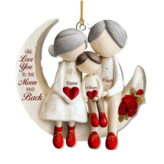 Grandparents And Grandchild Moon 1 Layer Acrylic Ornament You To The Moon And Back Ornament Custom Hangs Home Decor